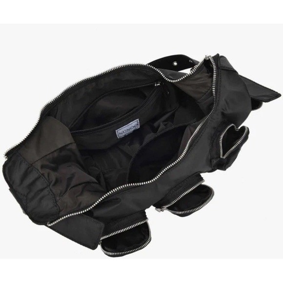 Nunoo Sally Black Nylon Shoulder Bag Purse‎ Grunge Gothic Moto Biker - Picture 3 of 12